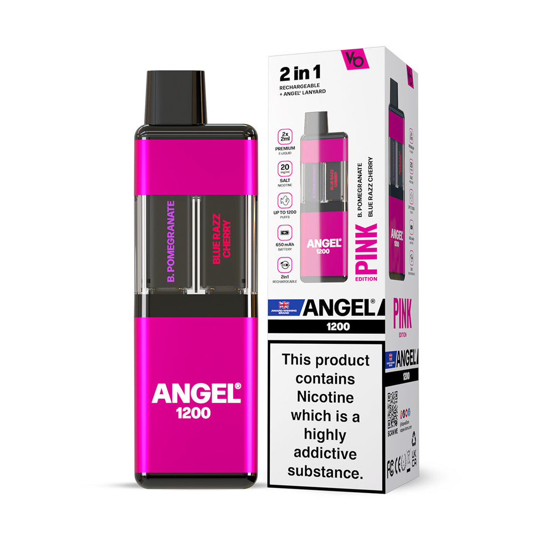 Angel® 1200 Reusable 2in1 Vape Kit (20mg)